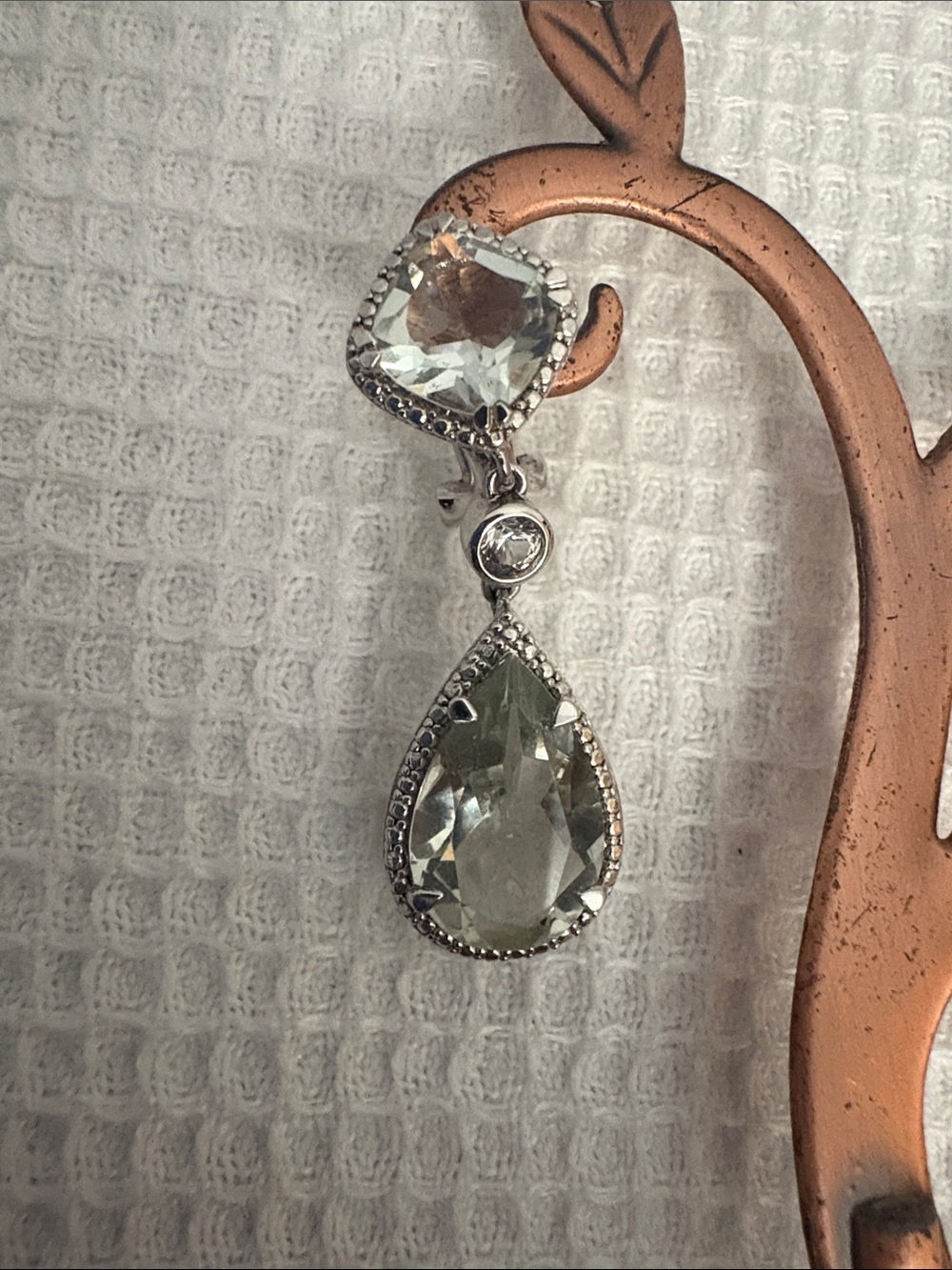 Praisiolite Teardrop Dangle Earrings - Sterling Silver - Picture 7 of 8
